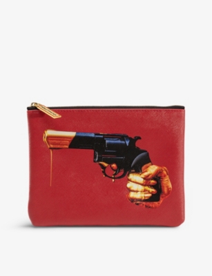 Seletti Wears Toiletpaper Revolver Faux-leather Cosmetics Bag 21cm X 15cm