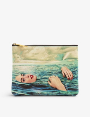 SELETTI: Seletti wears TOILETPAPER Sea Girl faux-leather cosmetics bag 21cm x 15cm