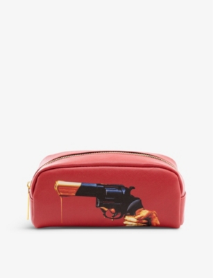 Seletti Wears Toilerpaper Revolver Faux-leather Cosmetics Bag 20.5cm X 7cm