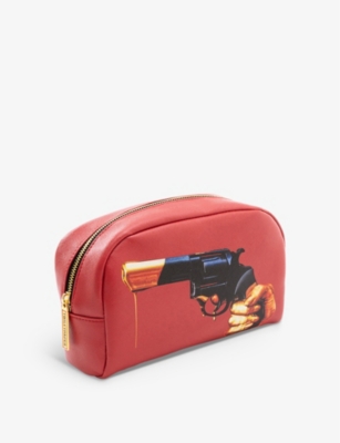 Shop Seletti Wears Toilerpaper Revolver Faux-leather Cosmetics Bag 23cm X 13cm