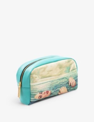 Shop Seletti Wears Toilerpaper Sea Girl Faux-leather Cosmetics Bag 23cm X 13cm