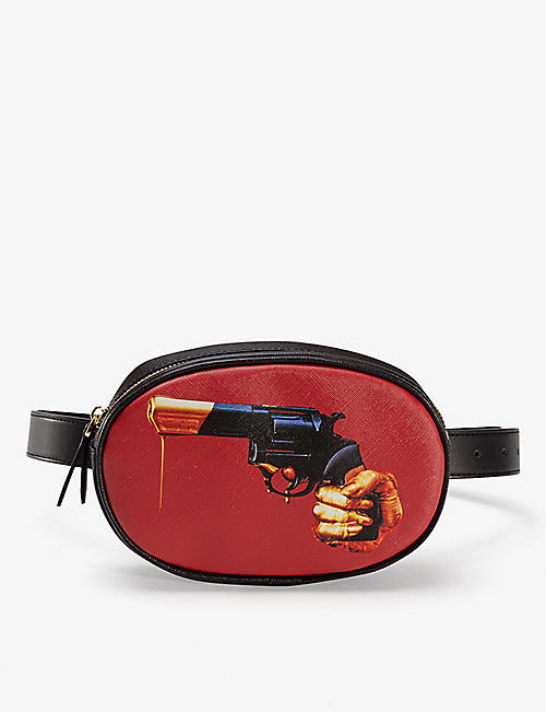 SELETTI: Seletti wears TOILETPAPER Revolver faux-leather belt bag