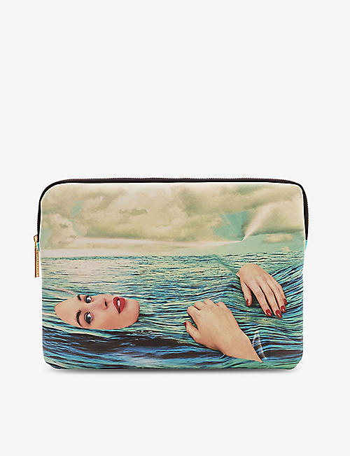 SELETTI: Seletti wears TOILERPAPER Sea Girl faux-leather 13” laptop case 34cm x 25cm