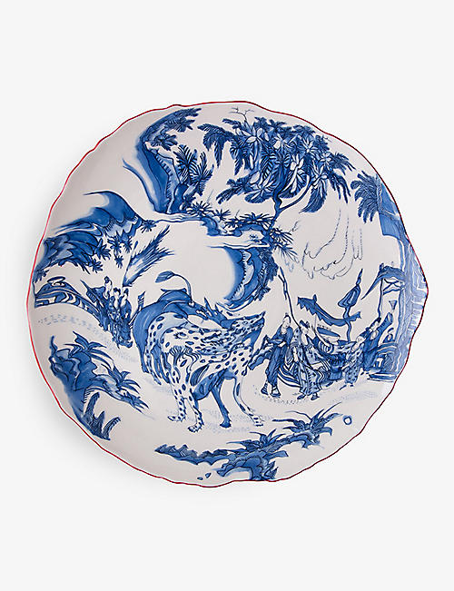 SELETTI: Seletti x Diesel Living Classics on Acid Blue Chinoiserie porcelain dinner plate 28cm