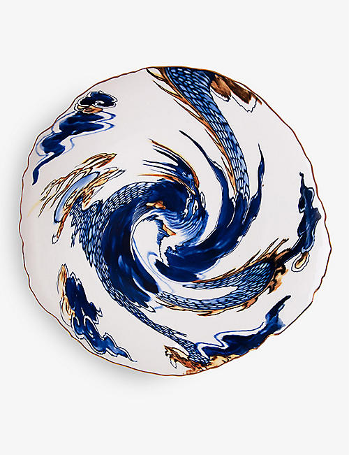 SELETTI: Seletti x Diesel Living Classics on Acid Imari Dragon porcelain dinner plate 28cm