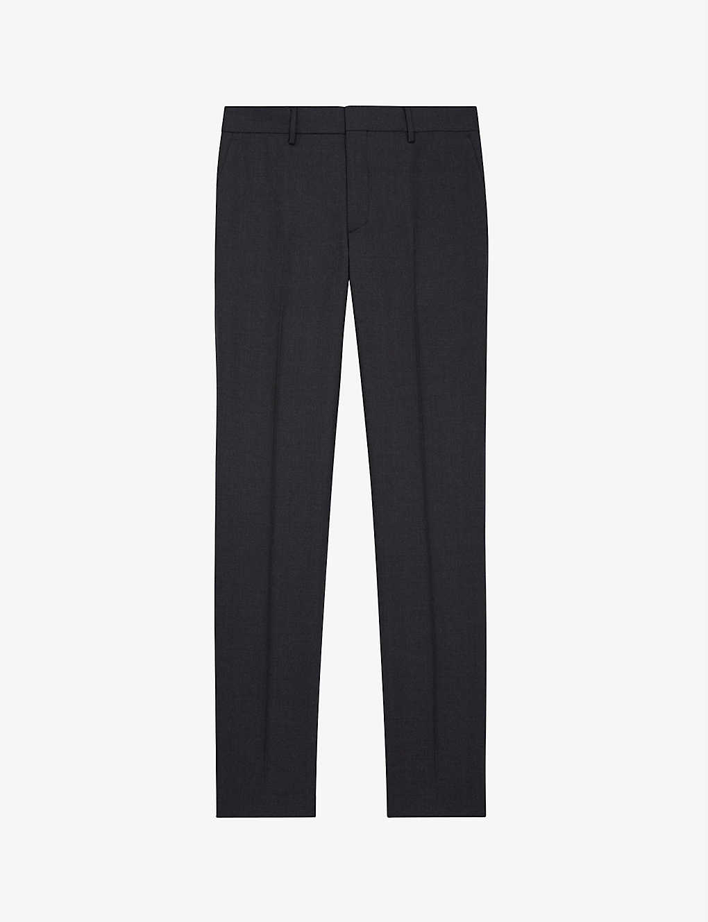 Shop The Kooples Men's Gry01 Slim-fit Mid-rise Wool Suit Trousers