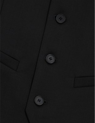 The Kooples Mens Bla01 Darted-front Slim-fit Wool Waistcoat In Black