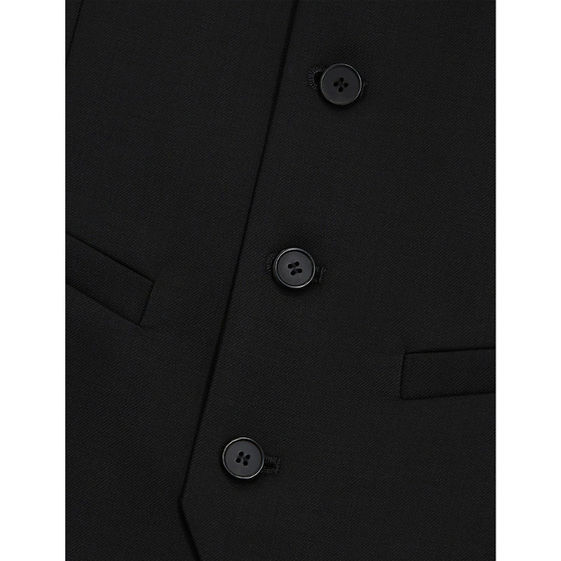 Shop The Kooples Darted-front Slim-fit Wool Waistcoat In Black