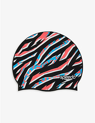 SPEEDO: Graphic-print silicone swim cap