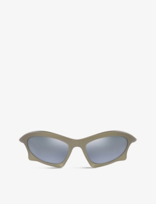 Balenciaga Bb0229s Bat Rectangle Sunglasses In Silver | ModeSens