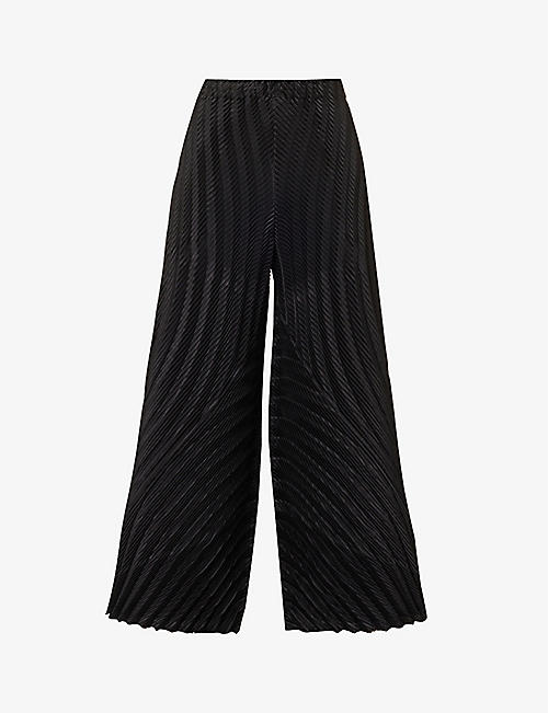 ISSEY MIYAKE: Gem pleated wide-leg mid-rise woven trousers