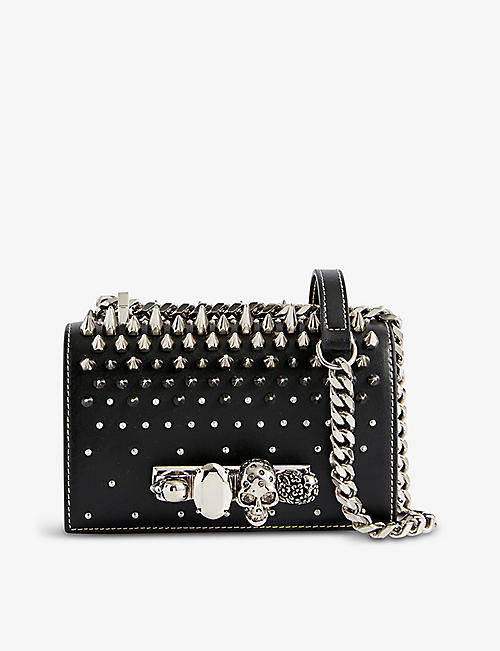 ALEXANDER MCQUEEN: Four-ring stud-embellished leather cross-body bag