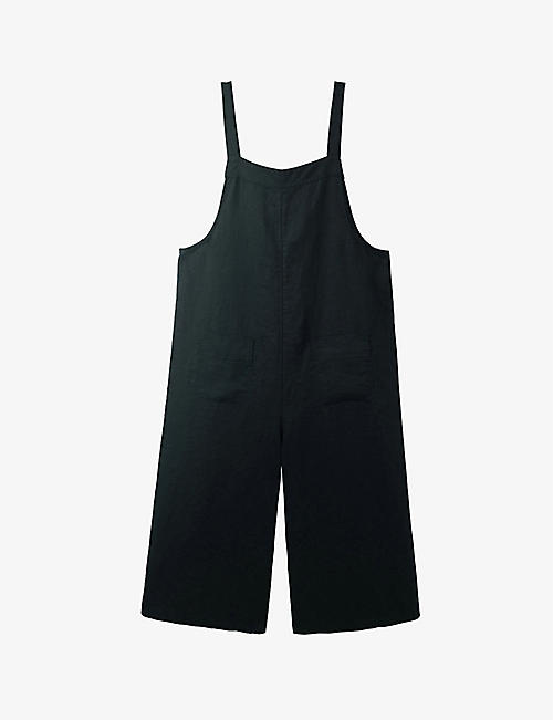 THE WHITE COMPANY: Cropped wide-leg linen dungarees