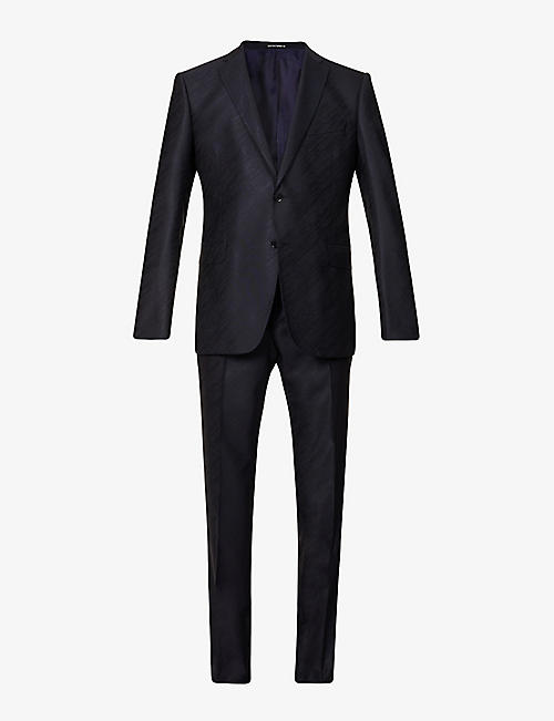 EMPORIO ARMANI: Single-breasted regular-fit wool-blend tuxedo suit