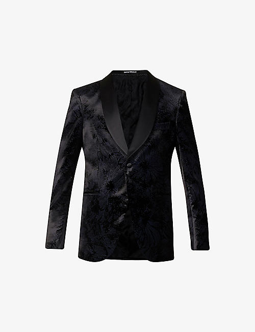 EMPORIO ARMANI: Micro-dot velvet-textured woven blazer