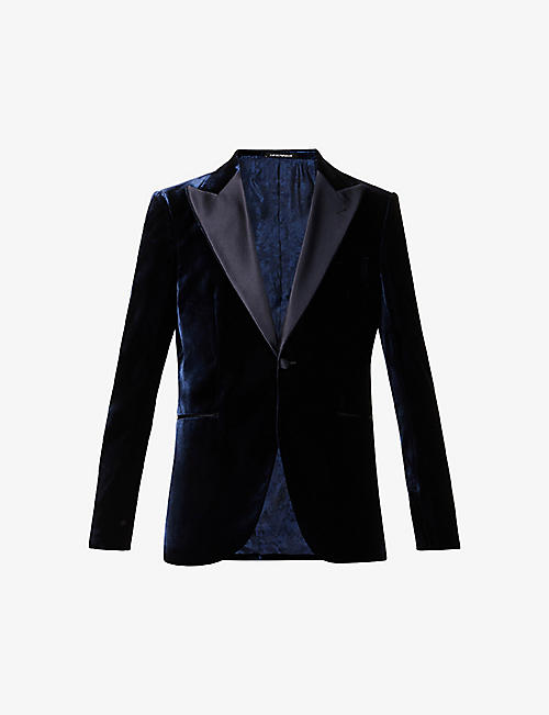 EMPORIO ARMANI: Single-breasted contrast-lapel woven blazer