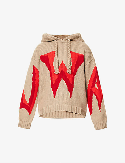 JW ANDERSON: Gothic Logo chunky-knit oversized-fit wool hoody