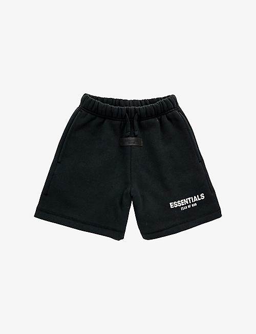 FOG X ESSENTIALS: Kids ESSENTIALS logo-print relaxed-fit cotton-blend shorts 2-16 years
