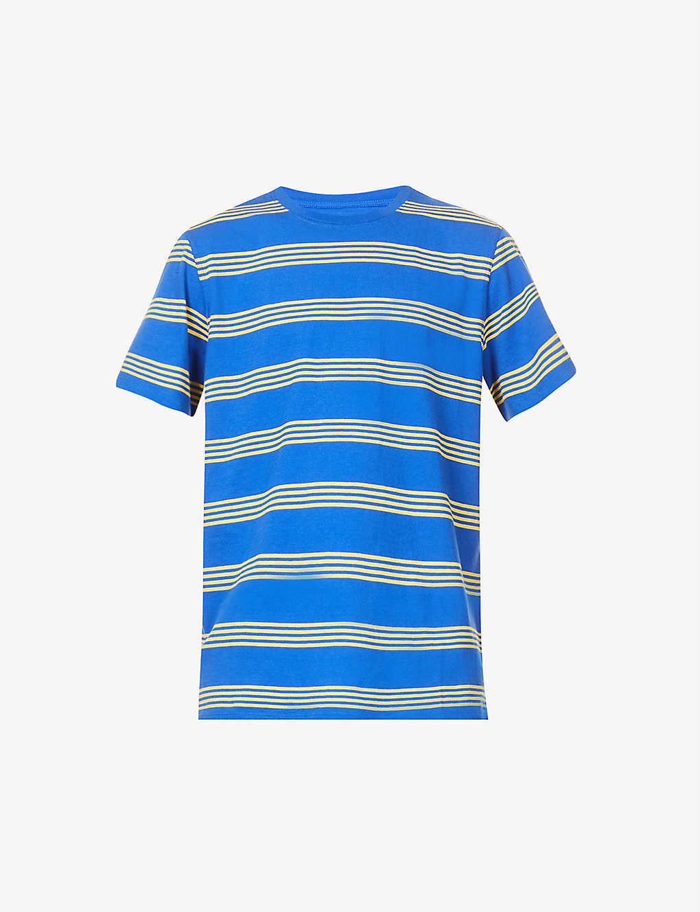 Albam Fine Stripe Crewneck Cotton-jersey T-shirt In Blue Yellow