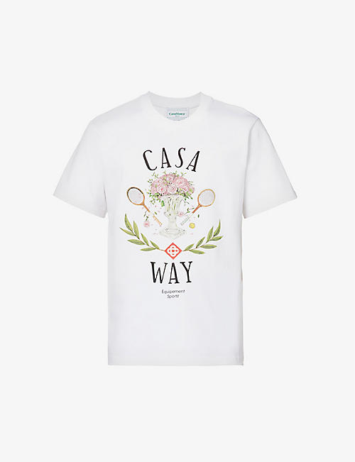 CASABLANCA: Casa Way 图案印花有机棉平纹针织 T 恤
