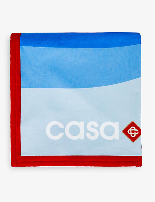 CASABLANCA: Sport Wave 徽标印花棉质毛圈布毛巾 191 厘米 x 98 厘米