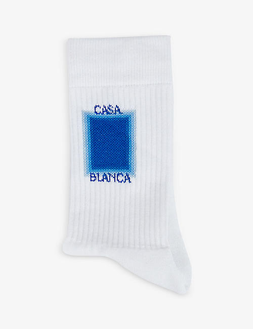 CASABLANCA: Brand-embroidered ribbed-trim cotton-jersey socks