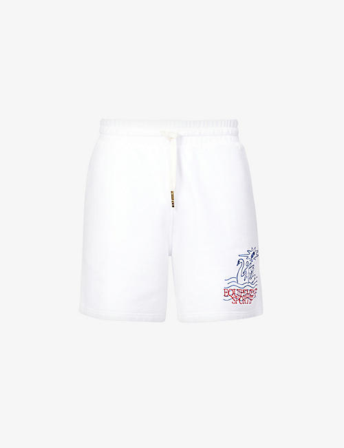 CASABLANCA: Equipment Sportif brand-embroidered organic-cotton jersey shorts