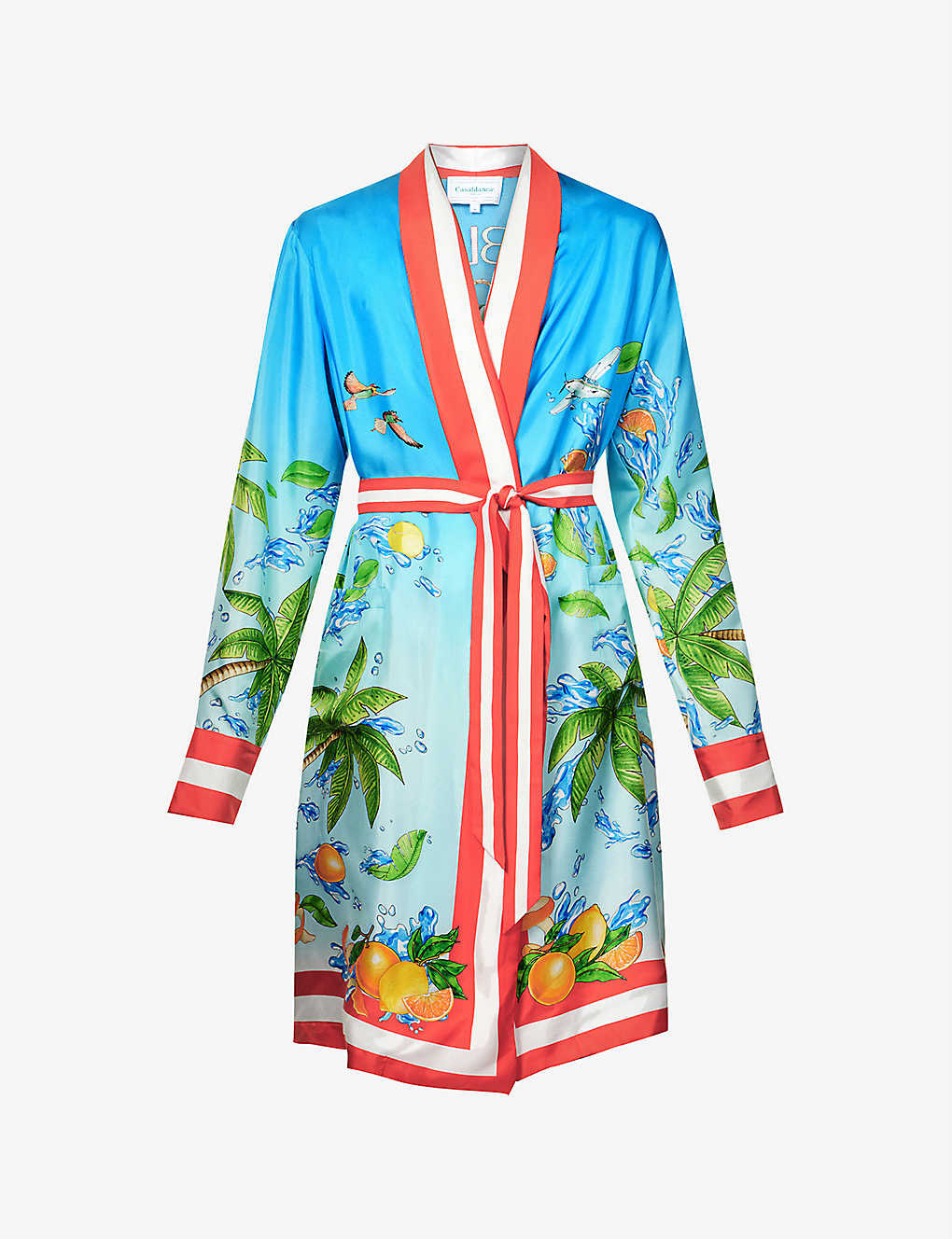 Graphic-print shawl-collar silk robe Selfridges & Co Men Clothing Loungewear Bathrobes 