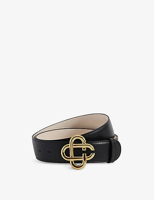 CASABLANCA: Logo-buckle leather belt