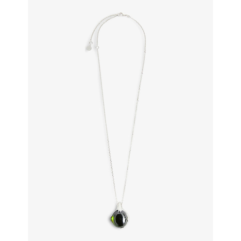 Alan Crocetti Peridot Mystic 925 Sterling Silver And Gemstone Necklace In Rhodium Vermeil