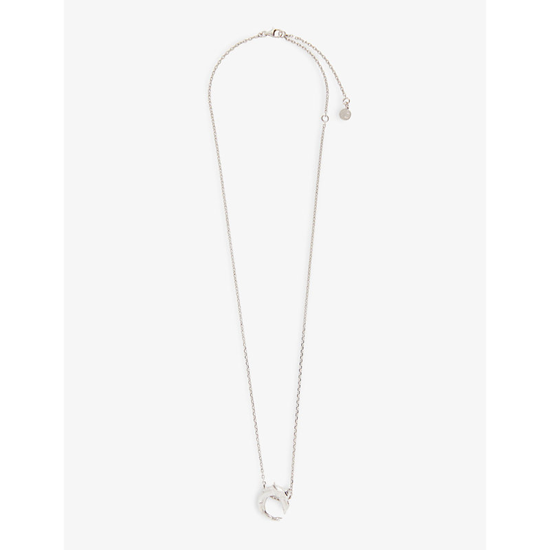 Alan Crocetti Love Dolphin Sterling Silver Necklace In Rhodium Vermeil