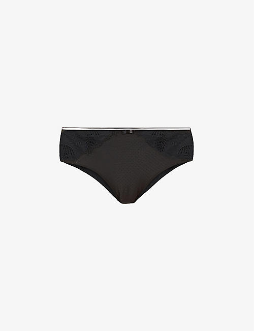 SIMONE PERELE: Bloom embroidered mid-rise stretch-mesh briefs