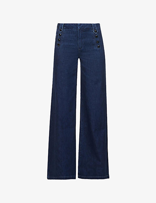 PAIGE: Harper wide-leg high-rise stretch-denim jeans