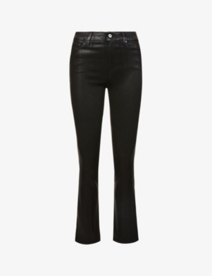 Paige Cindy Straight-leg High-rise Rayon-blend Jeans In Black Fog Luxe Coating