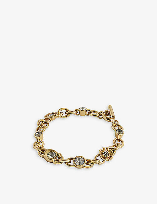 COACH: Glass-beaded gold-toned brass bracelet