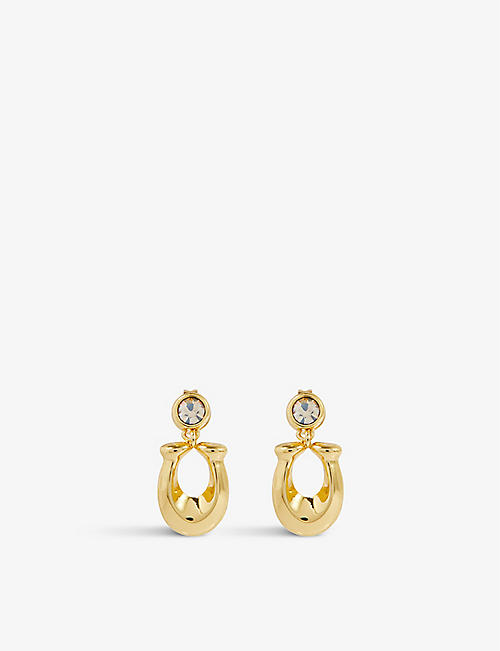 COACH: Crystal-embellished gold-plated brass earrings