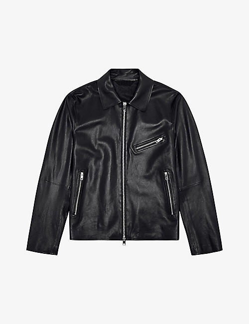 DIESEL: L-Korn zipped relaxed-fit leather jacket