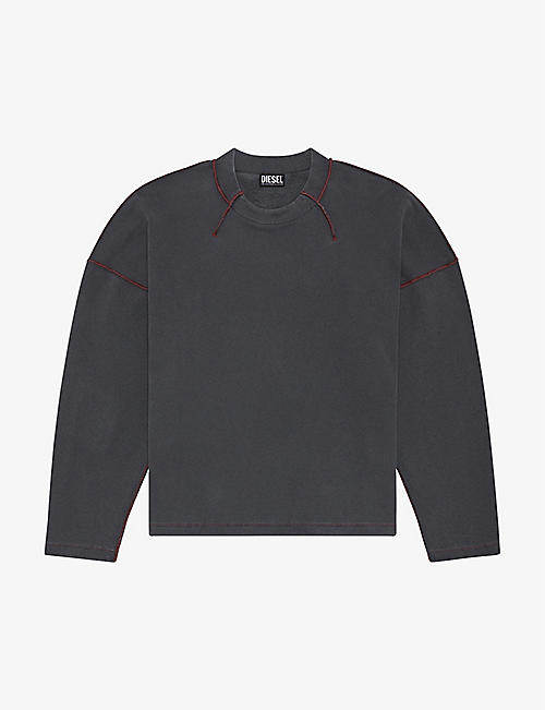 DIESEL: S-Molock branded denim-patch cotton-jersey sweatshirt