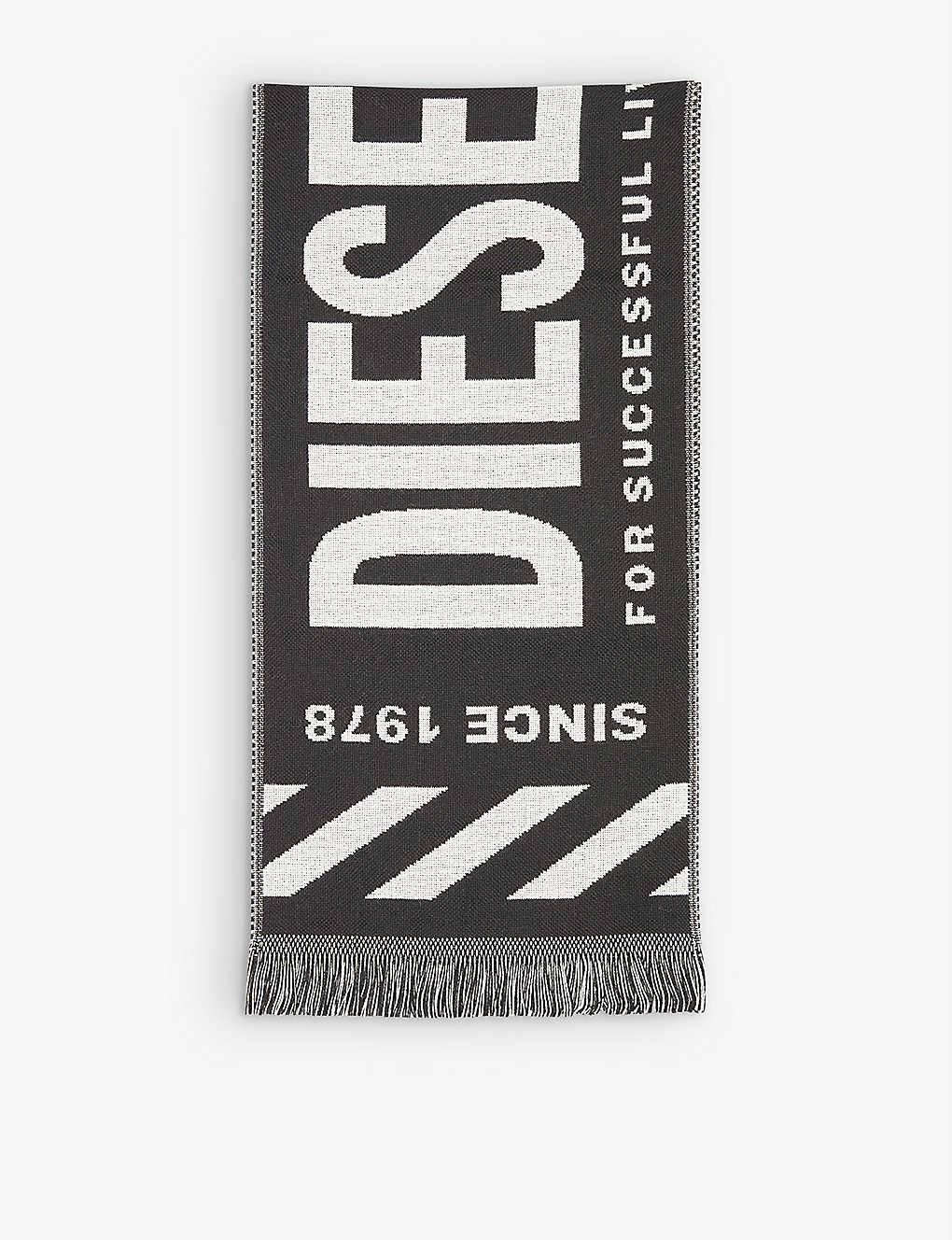 Shop Diesel S-bisc Logo-woven Wool-blend Scarf In 42a