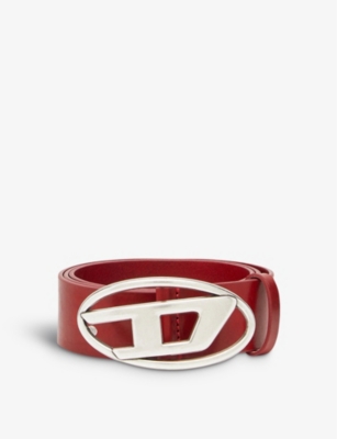 DIESEL: B-1dr logo-buckle leather belt