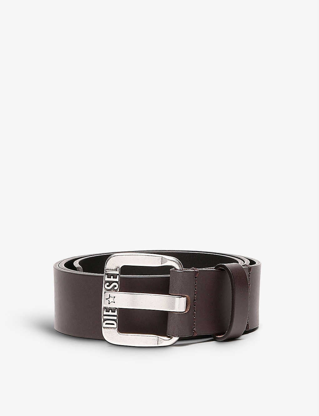 Diesel B-star Logo-embossed Leather Belt In H0180