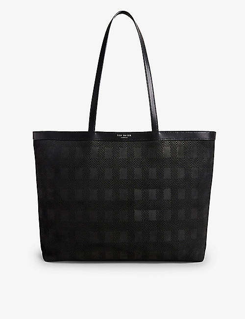 TED BAKER: Check-embossed leather tote bag