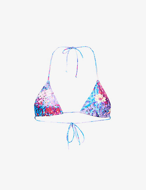 JADED LONDON: Abstract-print triangle bikini top