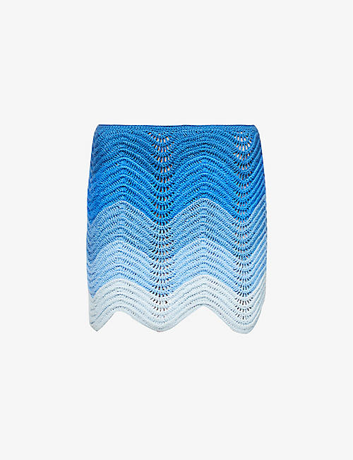 CASABLANCA: Structured-waistband wave-knit knitted mini skirt