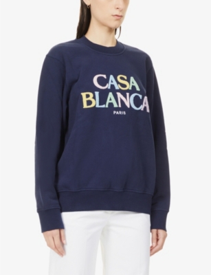 CASABLANCA Logo-appliqué relaxed-fit organic-cotton sweatshirt