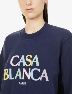 CASABLANCA Logo-appliqué relaxed-fit organic-cotton sweatshirt