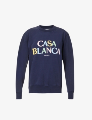 CASABLANCA Logo-appliqué relaxed-fit organic-cotton sweatshirt