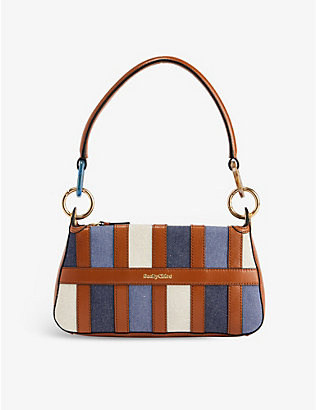 SEE BY CHLOE: Tilda contrast-trim leather baguette bag