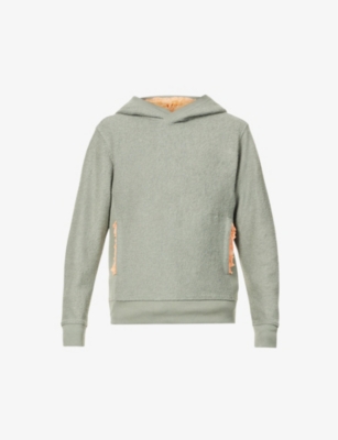 Contrast-lining textured-weave regular-fit cotton-jersey hoody