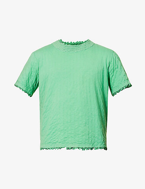 CRAIG GREEN: Reversible frill lining crochet trim cotton T-shirt